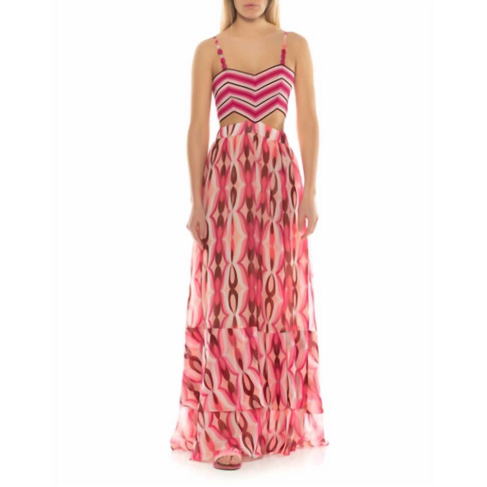PatBO Pink and White Patterned Maxi Dress